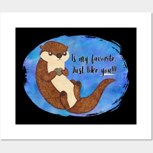 Otter Favorite Heart Rock Posters and Art